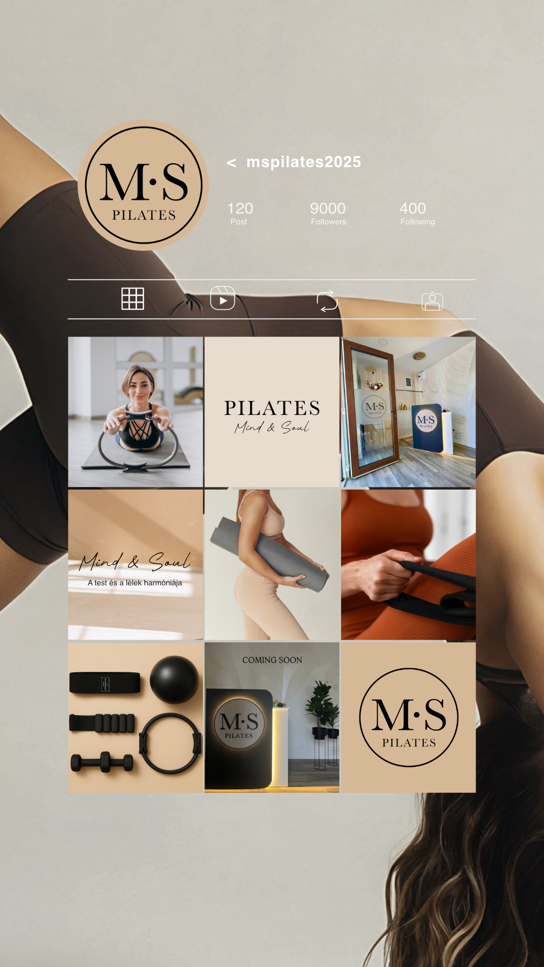 M·S Pilates arculati elemei Instagram-sztoriban