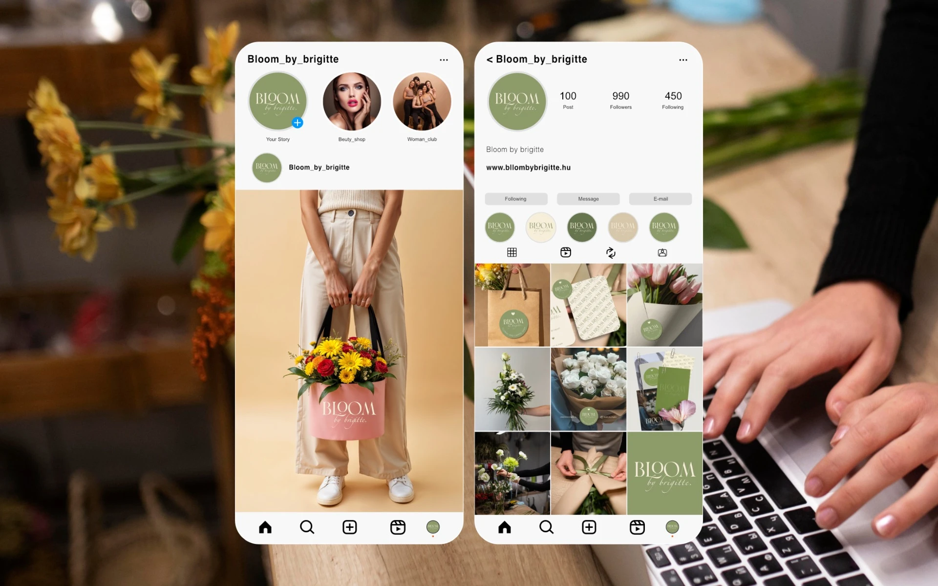 Bloom by Brigitte Instagram-profilja és virágos táskája