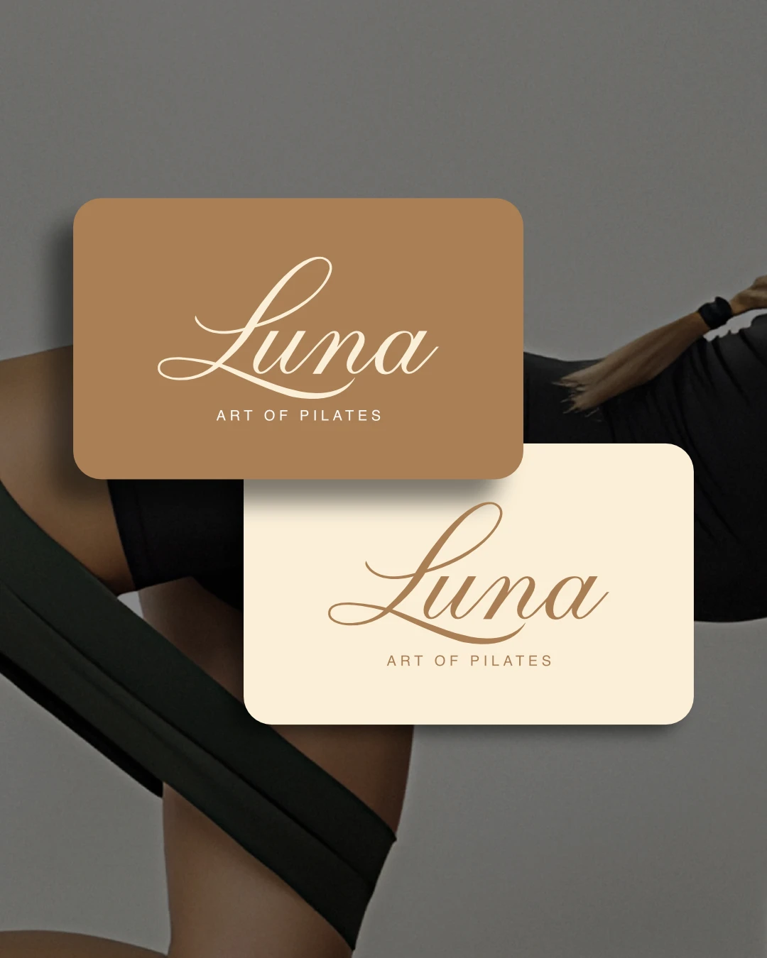 Luna Art of Pilates logó kártyákon – logótervezés